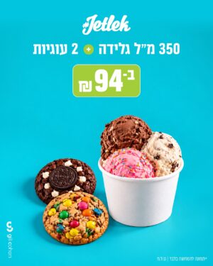 350מל גלידה ושתי עוגיות ב94
